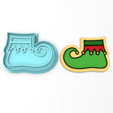 Elf Shoe Cookie Cutter | Stamp | Stencil #1 Xmas / Winter / NYE Cookie Cutter Lady 3 Inch Cupcake/Small Cookie Cutter + Stamp No