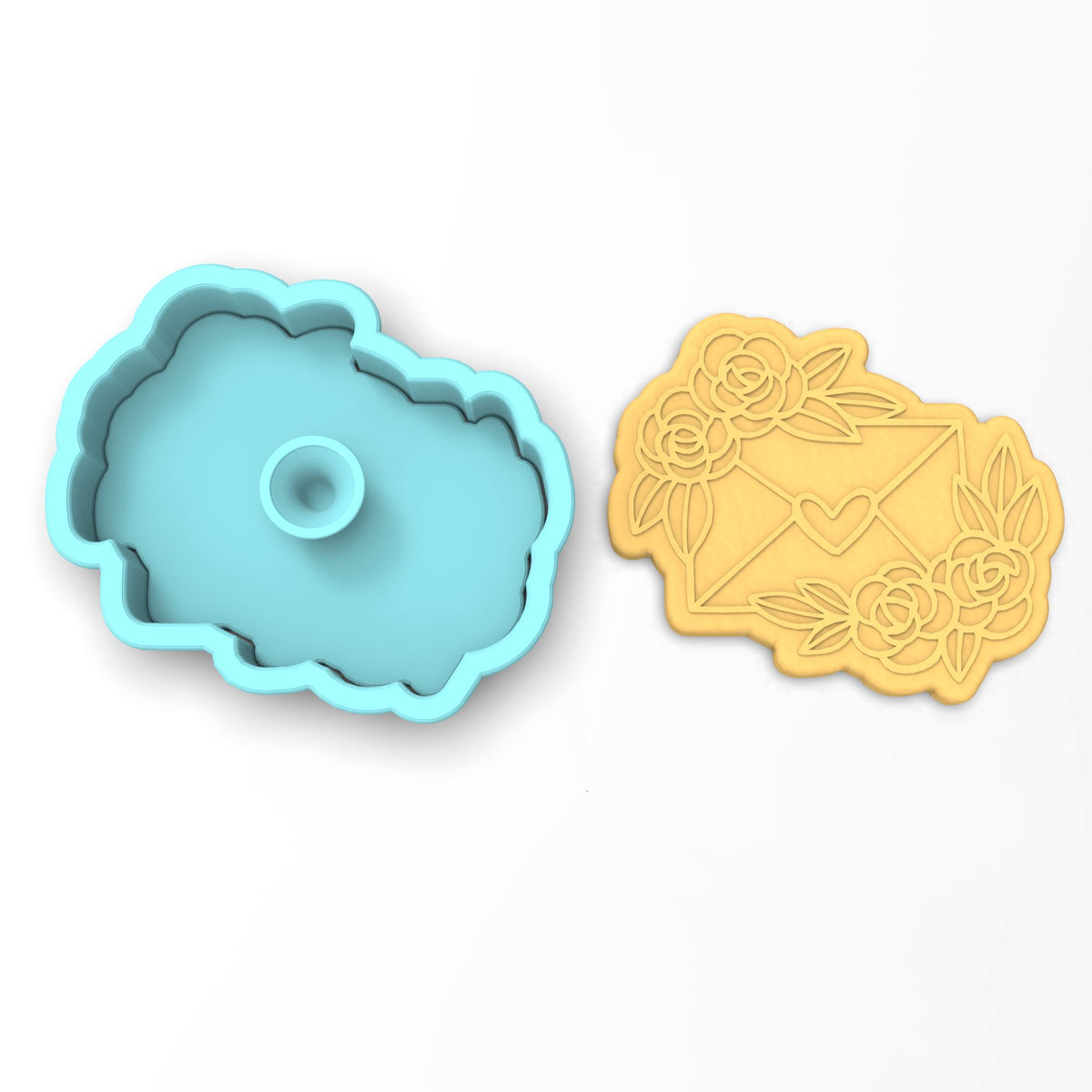Envelope Flower Heart Cookie Cutter | Stamp | Stencil #1
