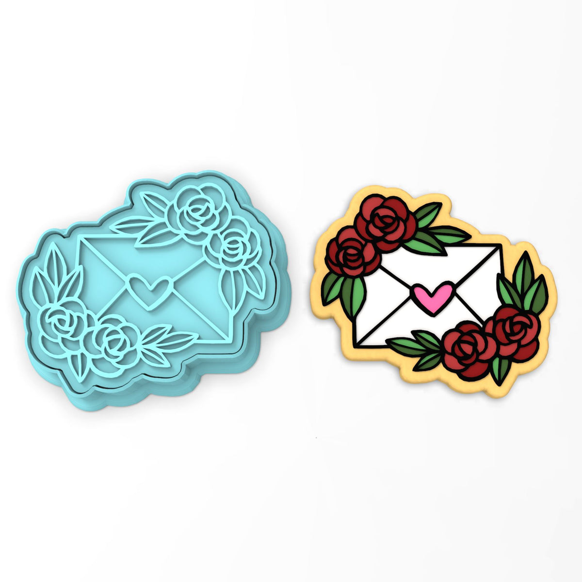 Envelope Flower Heart Cookie Cutter | Stamp | Stencil #1