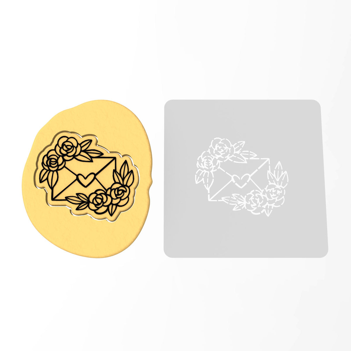 Envelope Flower Heart Cookie Cutter | Stamp | Stencil #1 Wedding / Baby / V Day Cookie Cutter Lady MINI - 2 Inches (5cm) Stencil ONLY 