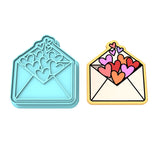 Envelope Hearts Cookie Cutter | Stamp | Stencil #1 Wedding / Baby / V Day Cookie Cutter Lady MINI - 2 Inches (5cm) **BUNDLE** Cutter + Stamp 