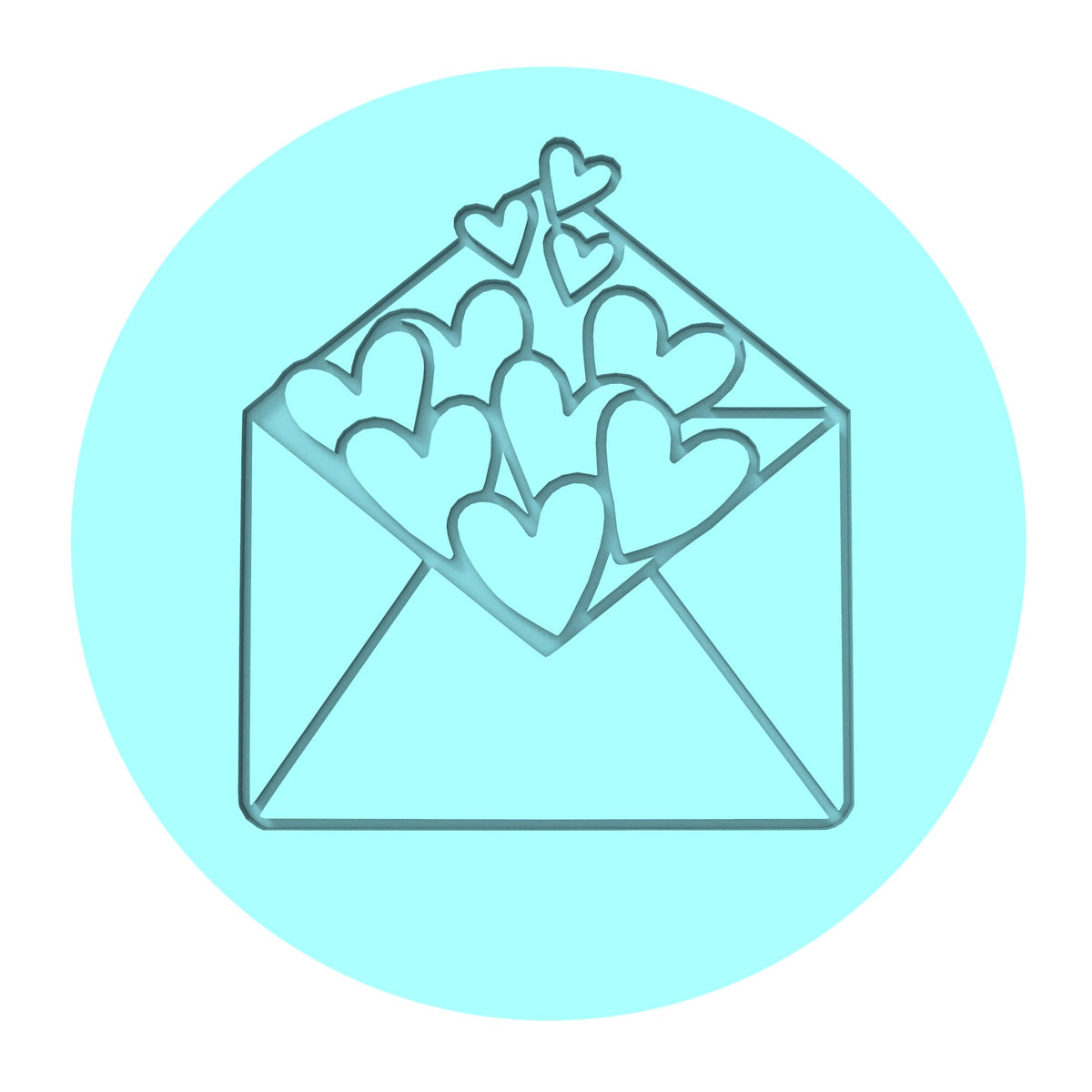Envelope Hearts Cookie Cutter | Stamp | Stencil #1 Wedding / Baby / V Day Cookie Cutter Lady MINI - 2 Inches (5cm) Debosser ONLY 