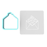 Envelope Hearts Cookie Cutter | Stamp | Stencil #1 Wedding / Baby / V Day Cookie Cutter Lady MINI - 2 Inches (5cm) **BUNDLE** Cutter + Stencil 