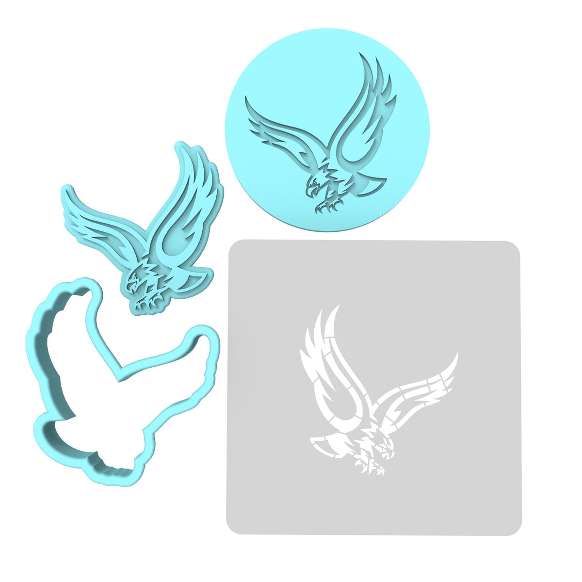 Falcon Eagle Hawk Cookie Cutter | Stamp | Stencil #1 Animals & Dinosaurs Cookie Cutter Lady MINI - 2 Inches (5cm) **FULL SET BUNDLE** Cutter + Stamp + Stencil + Debosser **BEST DEAL** 