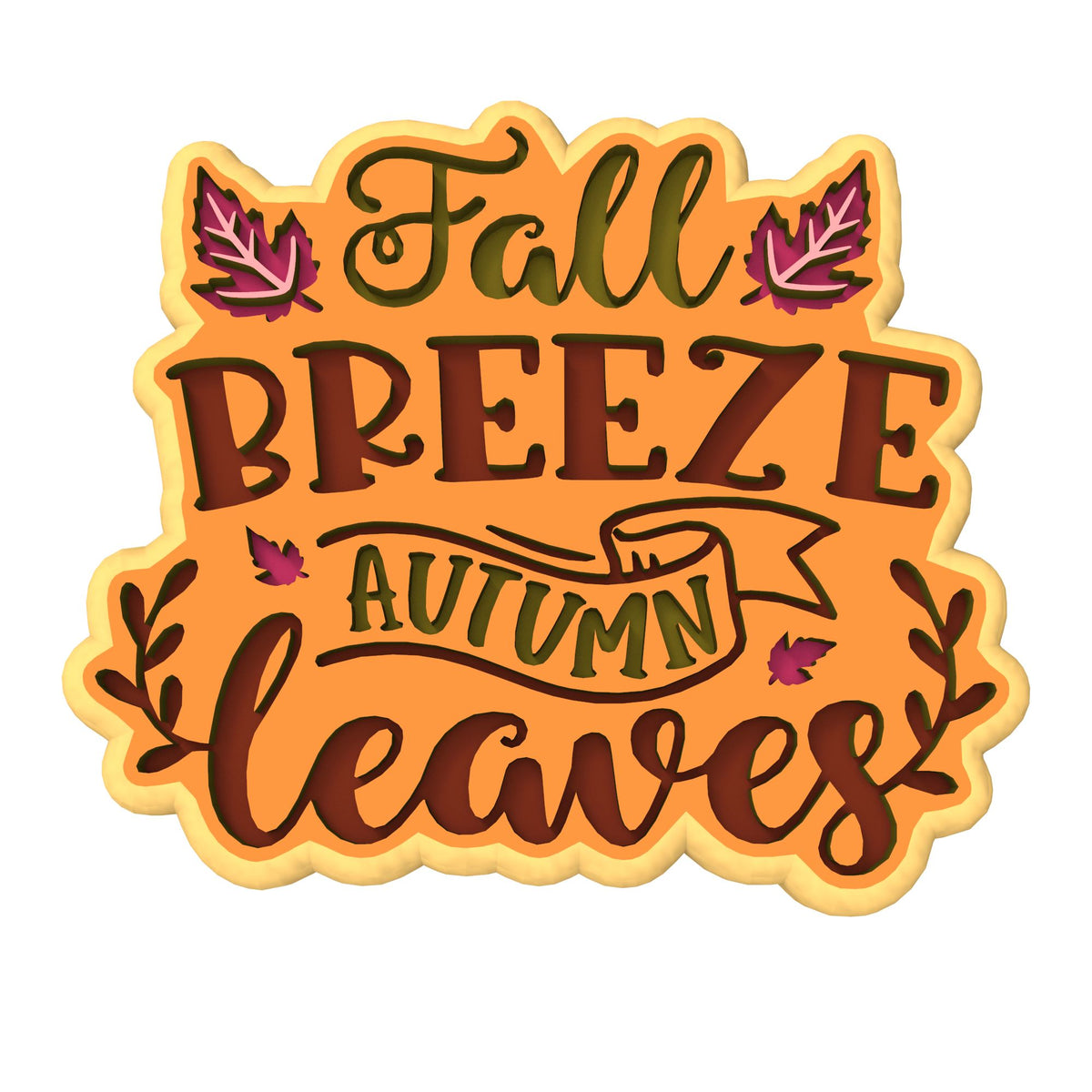 Fall Breeze Autumn Leaves Cookie Cutter | Stamp | Stencil #1 Halloween / Fall Cookie Cutter Lady 