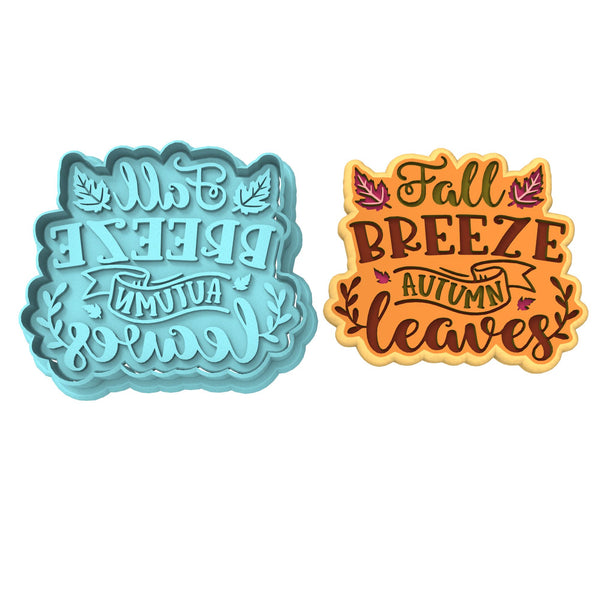 Fall Breeze Autumn Leaves Cookie Cutter | Stamp | Stencil #1 Halloween / Fall Cookie Cutter Lady 2 Inch Small Cupcake Cutter + Stamp No