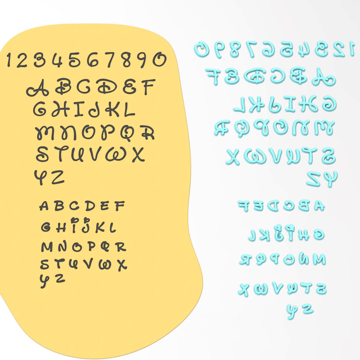 Fancy Cartoon Cookie Stamps Set - Letters & Numbers Letters/ Numbers/ Shapes Cookie Cutter Lady