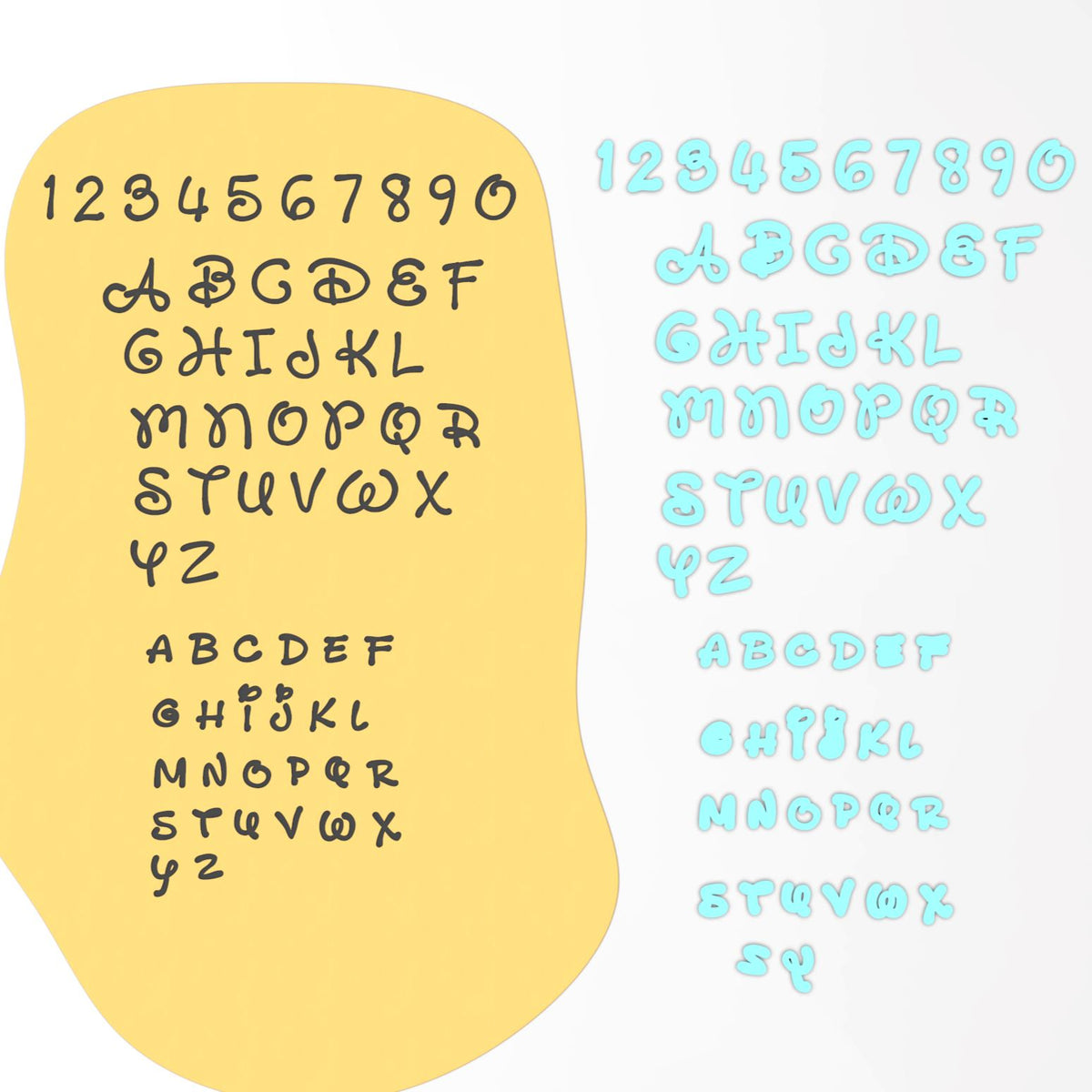 Fancy Cartoon Cookie Stamps Set - Letters & Numbers Letters/ Numbers/ Shapes Cookie Cutter Lady