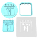 February 14 Calendar Cookie Cutter | Stamp | Stencil #1 Wedding / Baby / V Day Cookie Cutter Lady MINI - 2 Inches (5cm) **FULL SET BUNDLE** Cutter + Stamp + Stencil + Debosser **BEST DEAL** 
