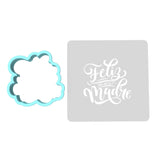Feliz Dia De La Madre Cookie Cutter | Stamp | Stencil #2 Animals & Dinosaurs Cookie Cutter Lady MINI - 2 Inches (5cm) **BUNDLE** Cutter + Stencil 