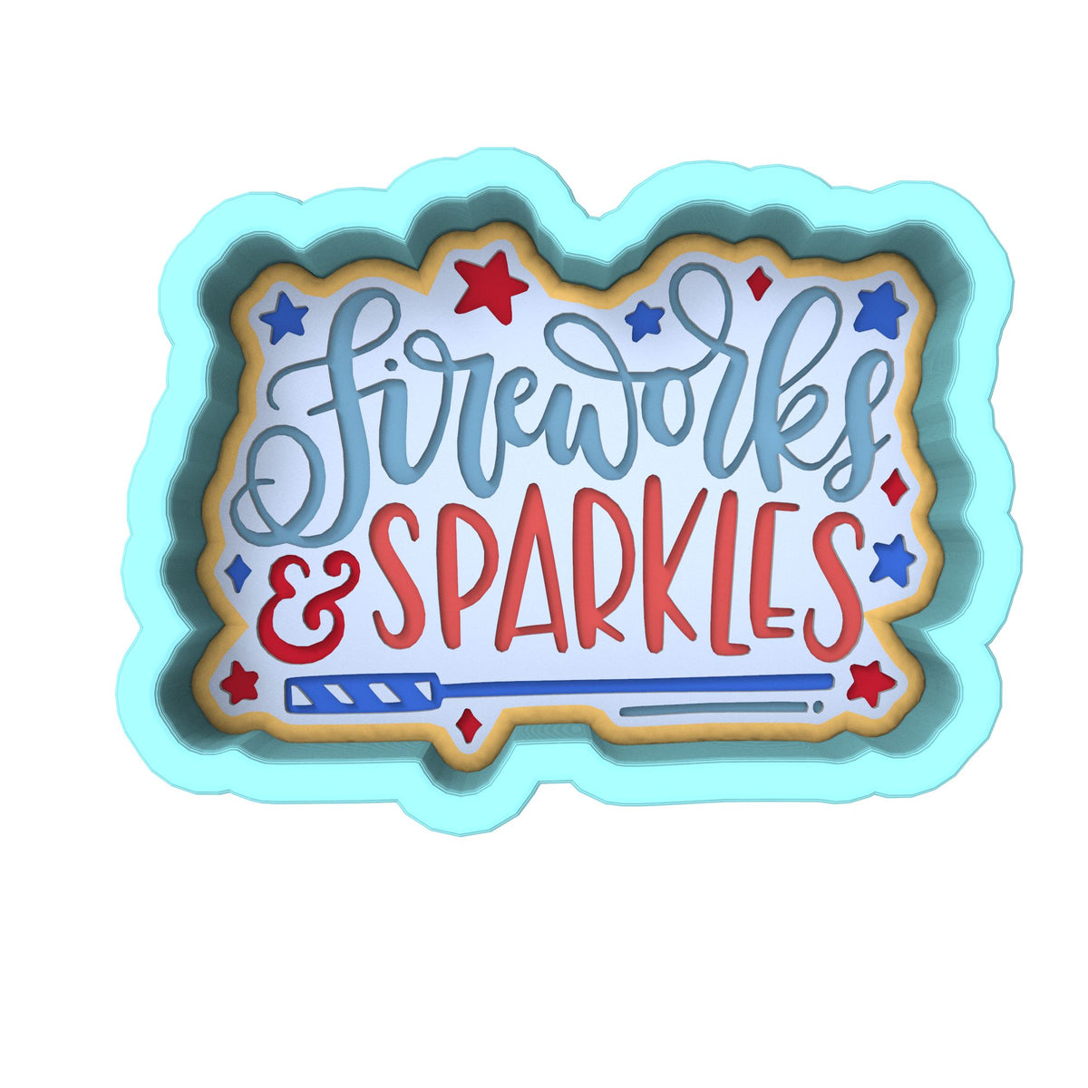 Fireworks and Sparkles Cookie Cutter | Stamp | Stencil #1
