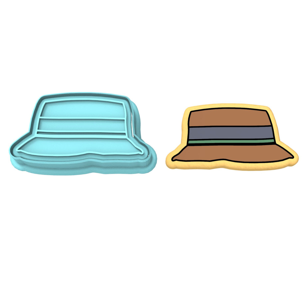 Fishing Hat Cookie Cutter | Stamp | Stencil #1 Boys/ Army / Outdoorsman Cookie Cutter Lady 2 Inch Small Cupcake Cutter + Stamp No
