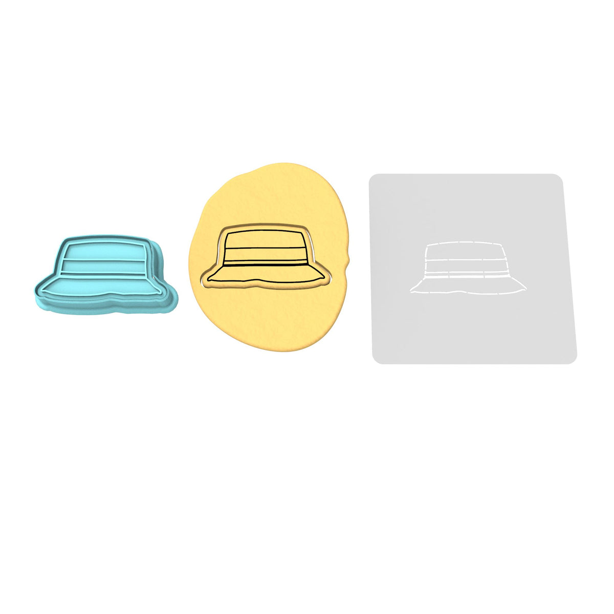 Fishing Hat Cookie Cutter | Stamp | Stencil #1 Boys/ Army / Outdoorsman Cookie Cutter Lady 2 Inch Small Cupcake Cutter + Stamp Yes