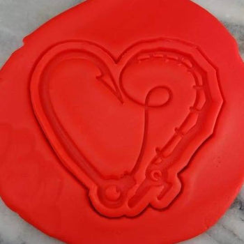 Fishing Heart Cookie Cutter  Stamp & Outline #1
