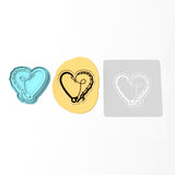 Fishing Heart Cookie Cutter | Stamp | Stencil #1
