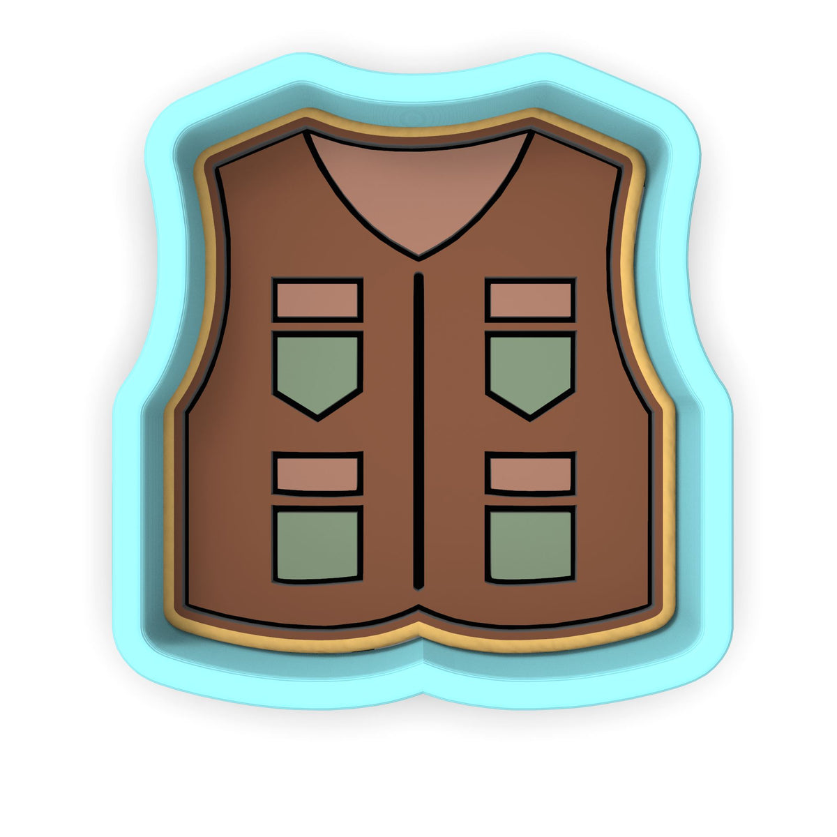 Fishing Vest Cookie Cutter | Stamp | Stencil #1 Boys/ Army / Outdoorsman Cookie Cutter Lady 