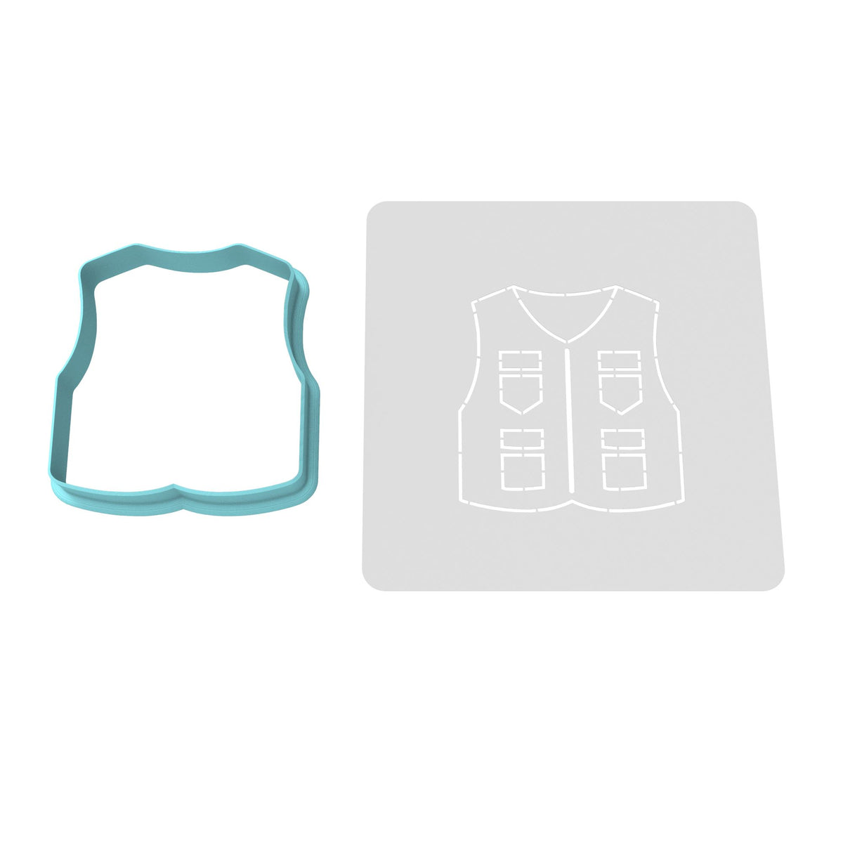 Fishing Vest Cookie Cutter | Stamp | Stencil #1 Boys/ Army / Outdoorsman Cookie Cutter Lady 2 Inch Small Cupcake Cutter Only Yes