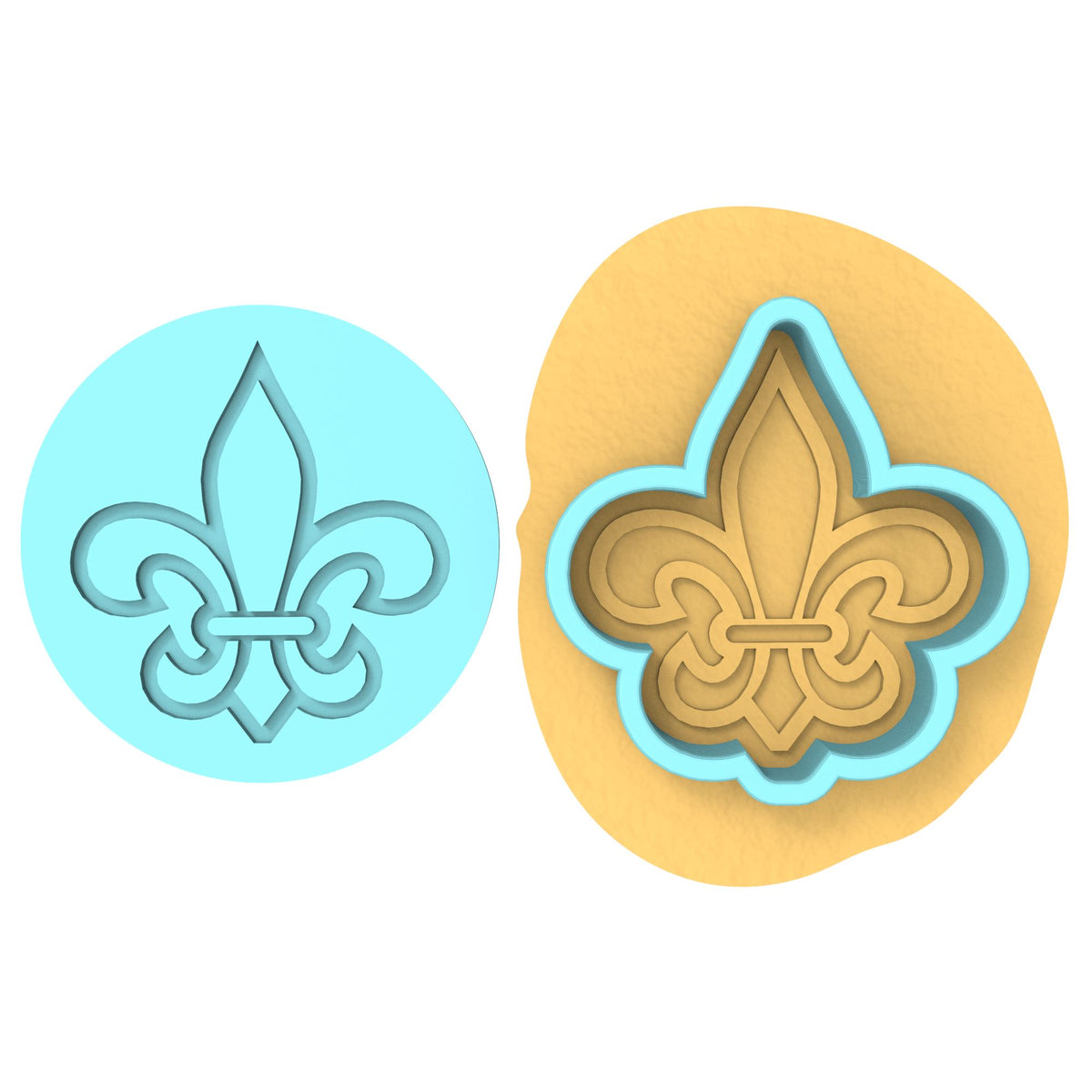 Fleur De Lis Cookie Cutter | Stamp | Stencil #1 Boys/ Army / Outdoorsman Cookie Cutter Lady MINI - 2 Inches (5cm) **BUNDLE** Cutter + Debosser 