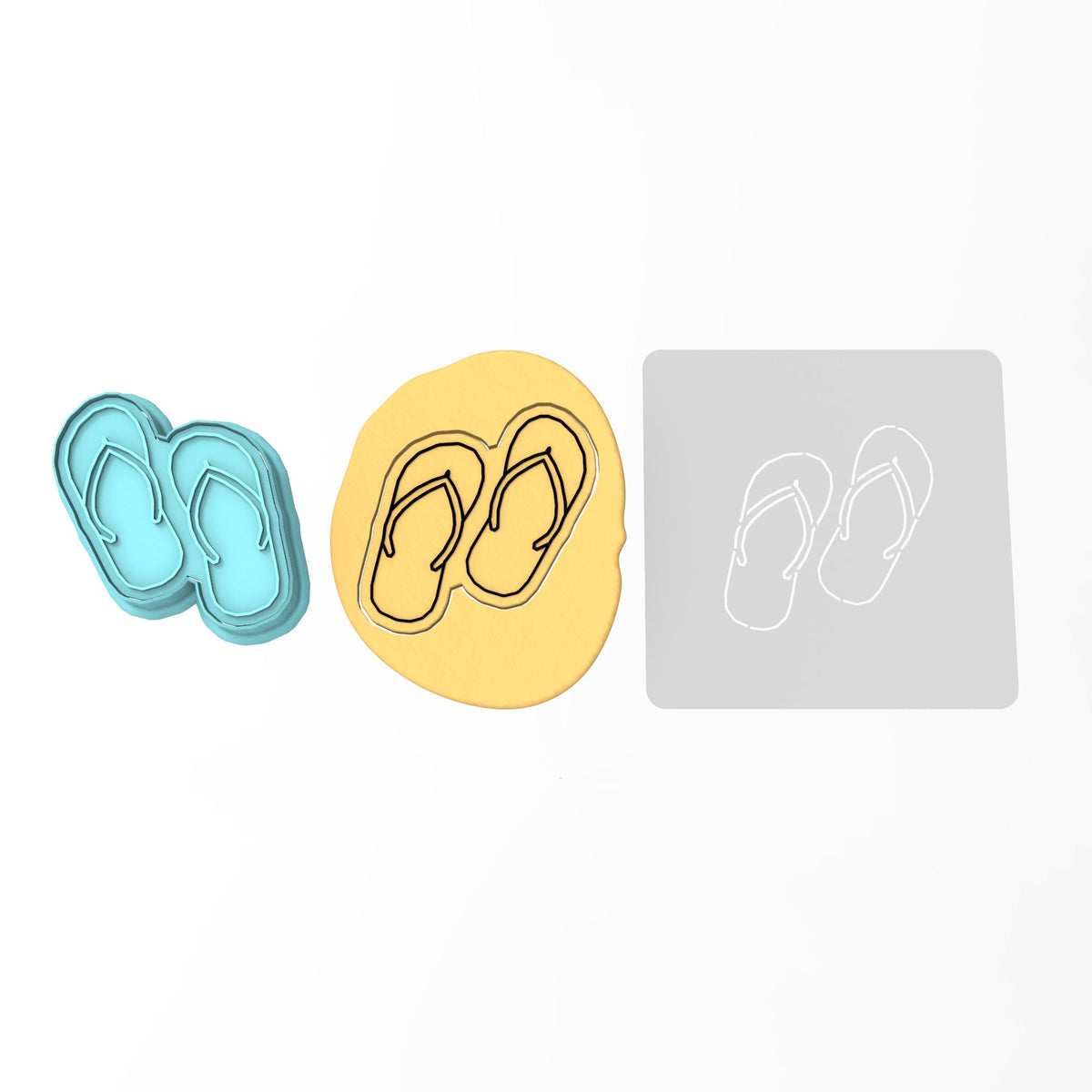 Flip Flop Pair Cookie Cutter | Stamp | Stencil #1