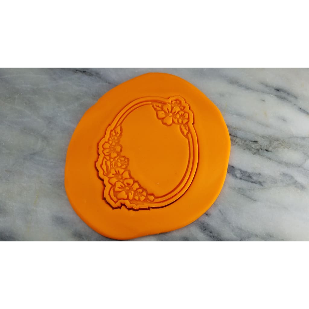 Floral Frame Cookie Cutter Outline & Stamp #1 - Fondant & Plaques
