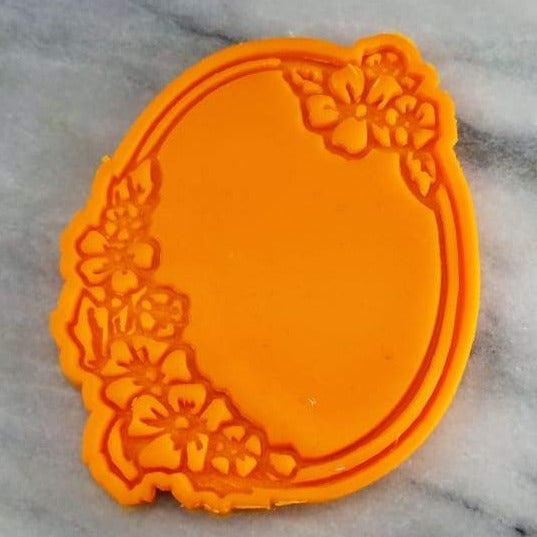 Floral Frame Cookie Cutter Outline & Stamp #1 - Fondant & Plaques