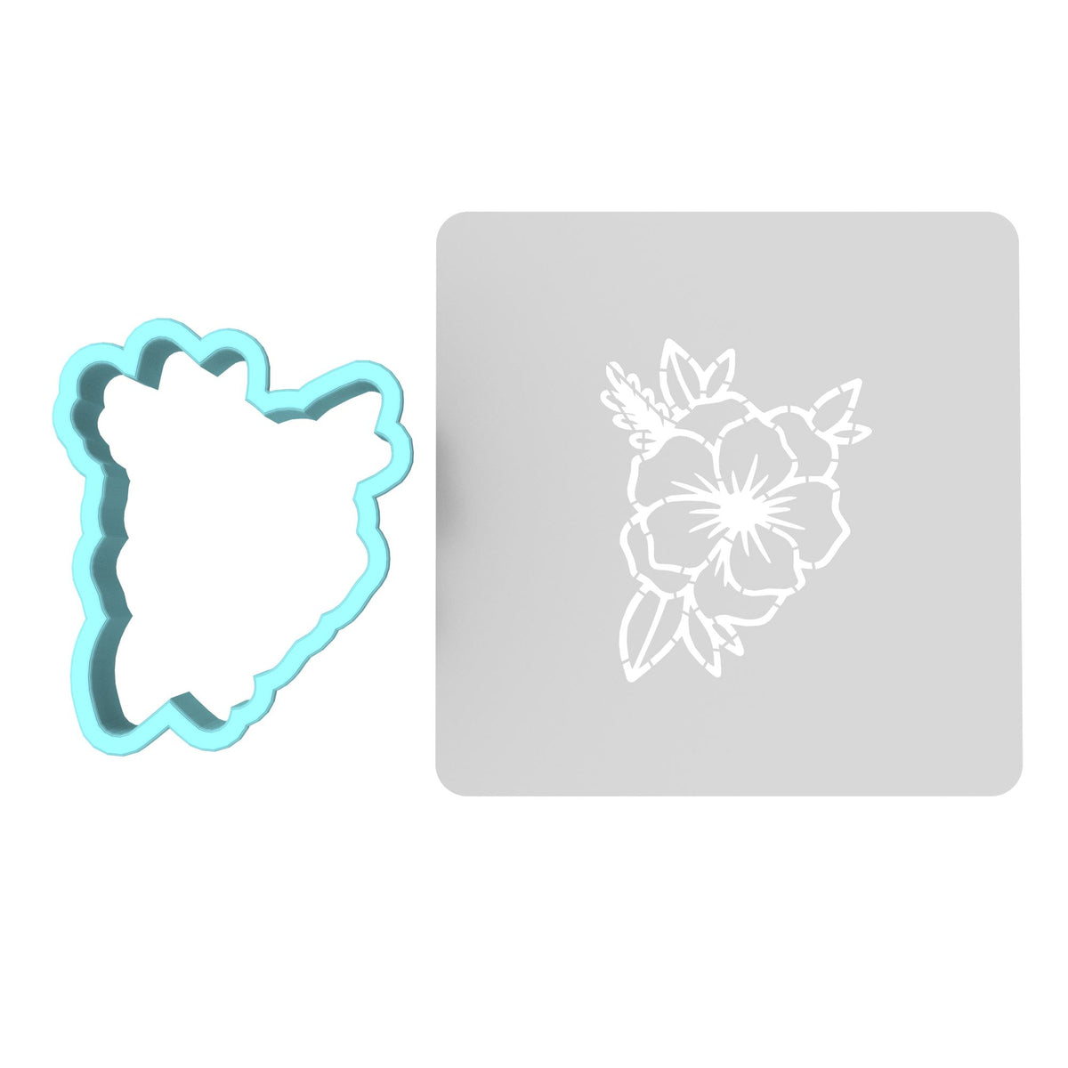 Flower Cookie Cutter | Stamp | Stencil #1 Animals & Dinosaurs Cookie Cutter Lady MINI - 2 Inches (5cm) **BUNDLE** Cutter + Stencil 