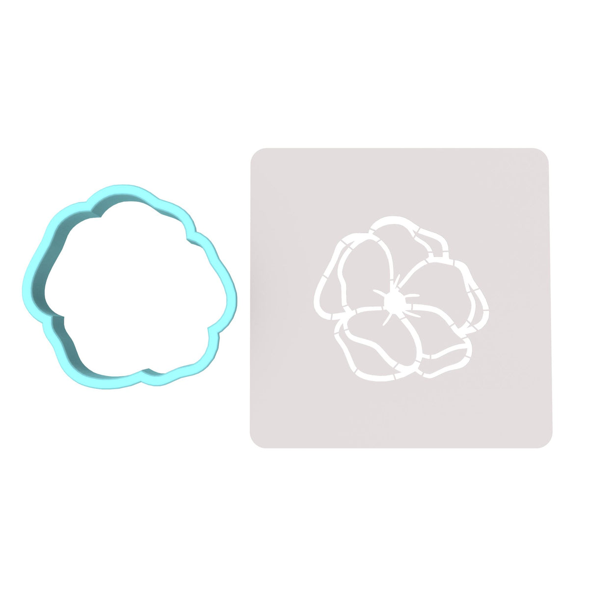 Flower Cookie Cutter | Stamp | Stencil #2 Animals & Dinosaurs Cookie Cutter Lady MINI - 2 Inches (5cm) **BUNDLE** Cutter + Stencil 