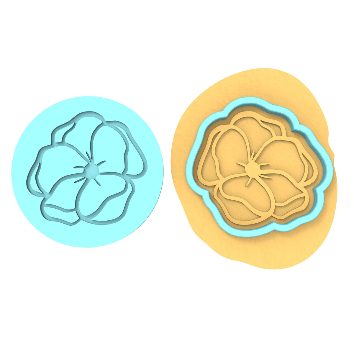 Flower Cookie Cutter | Stamp | Stencil #2 Animals & Dinosaurs Cookie Cutter Lady MINI - 2 Inches (5cm) **BUNDLE** Cutter + Debosser 