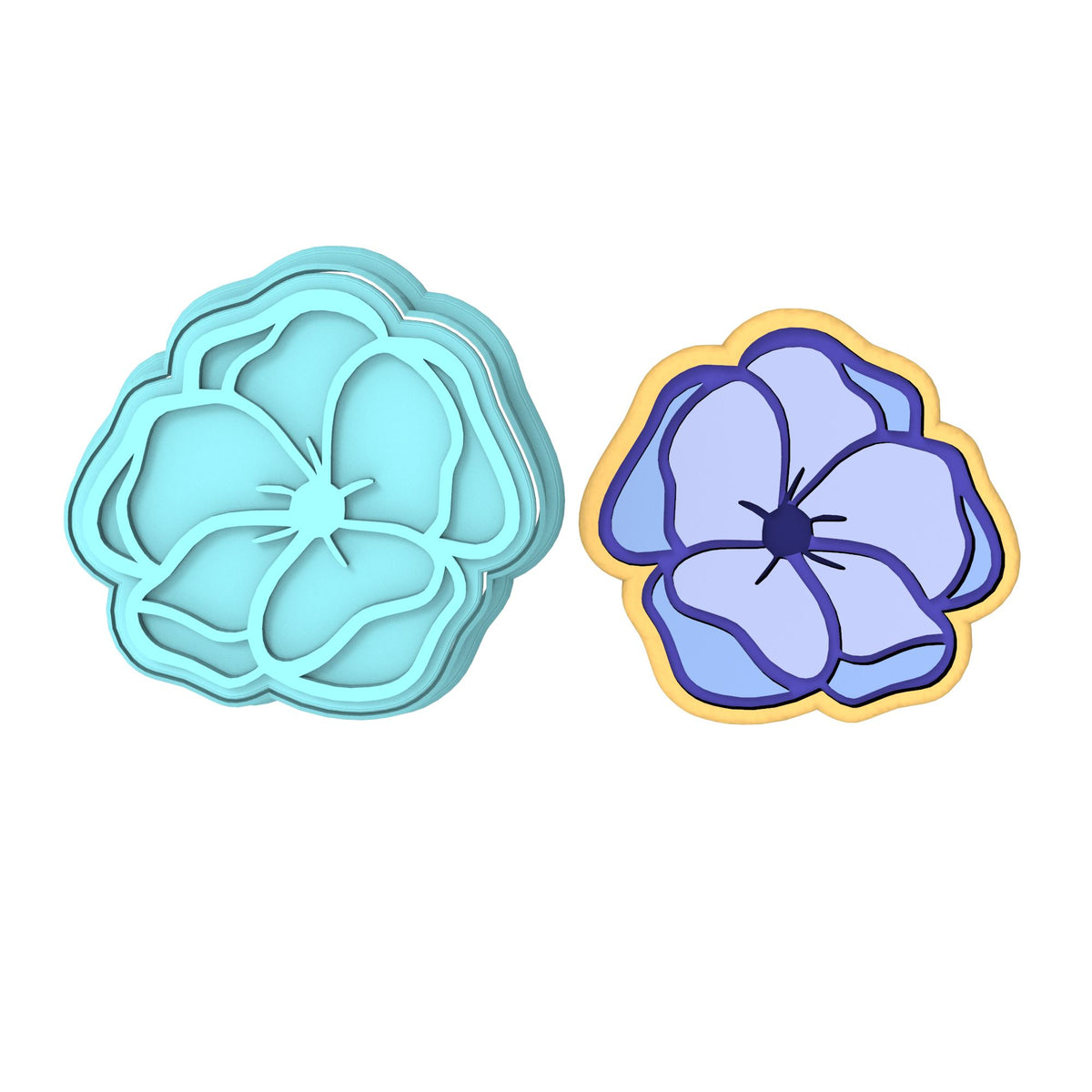 Flower Cookie Cutter | Stamp | Stencil #2 Animals & Dinosaurs Cookie Cutter Lady MINI - 2 Inches (5cm) **BUNDLE** Cutter + Stamp 