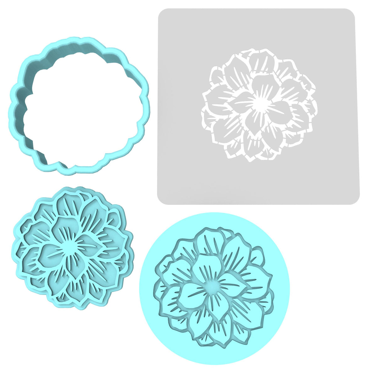 Flower Cookie Cutter | Stamp | Stencil #4 Animals & Dinosaurs Cookie Cutter Lady MINI - 2 Inches (5cm) **FULL SET BUNDLE** Cutter + Stamp + Stencil + Debosser **BEST DEAL** 