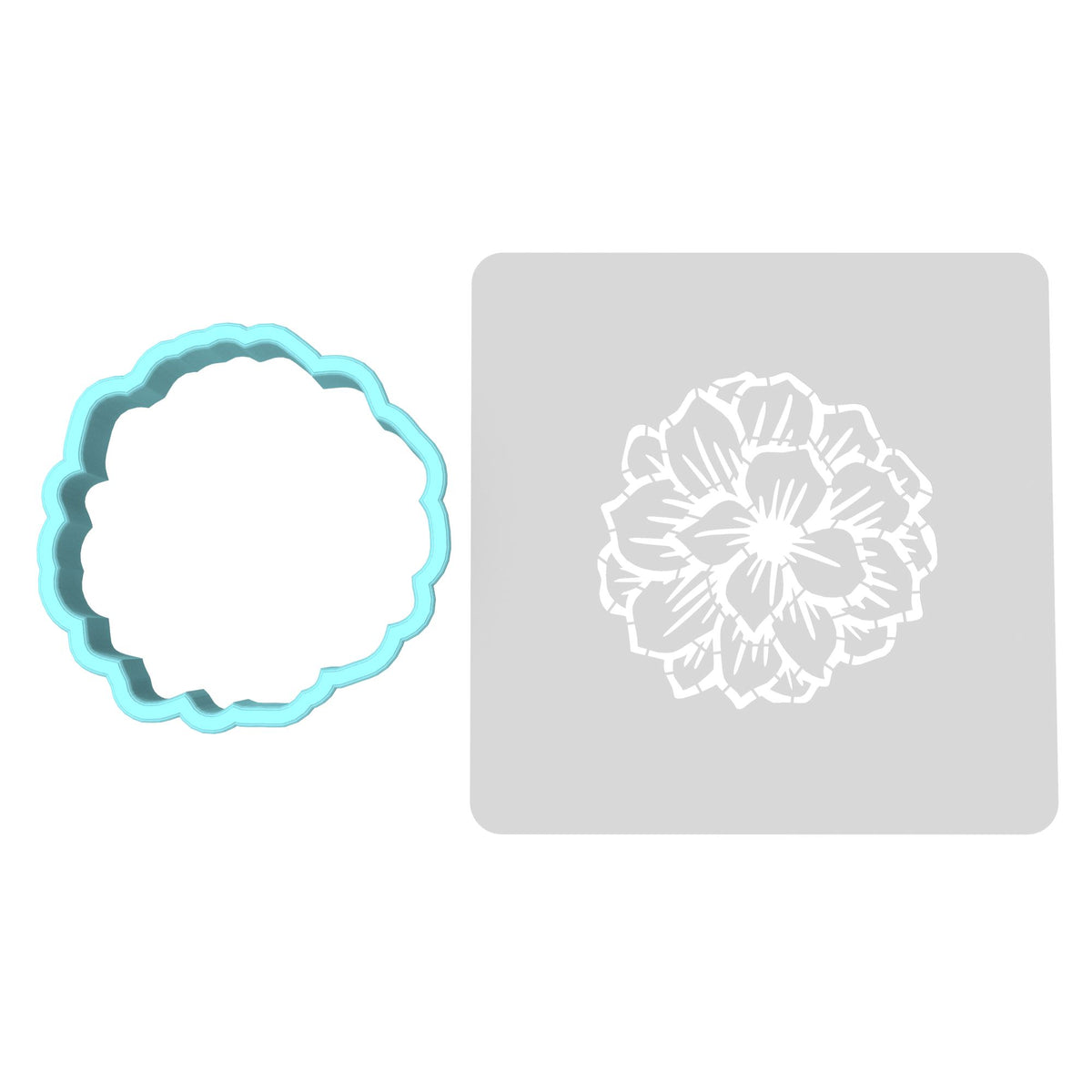 Flower Cookie Cutter | Stamp | Stencil #4 Animals & Dinosaurs Cookie Cutter Lady MINI - 2 Inches (5cm) **BUNDLE** Cutter + Stencil 