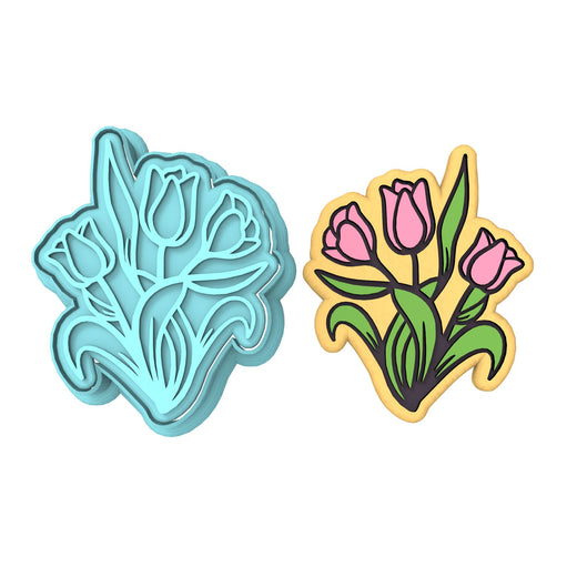 Flower Cookie Cutter | Stamp | Stencil #5 Animals & Dinosaurs Cookie Cutter Lady MINI - 2 Inches (5cm) **BUNDLE** Cutter + Stamp 