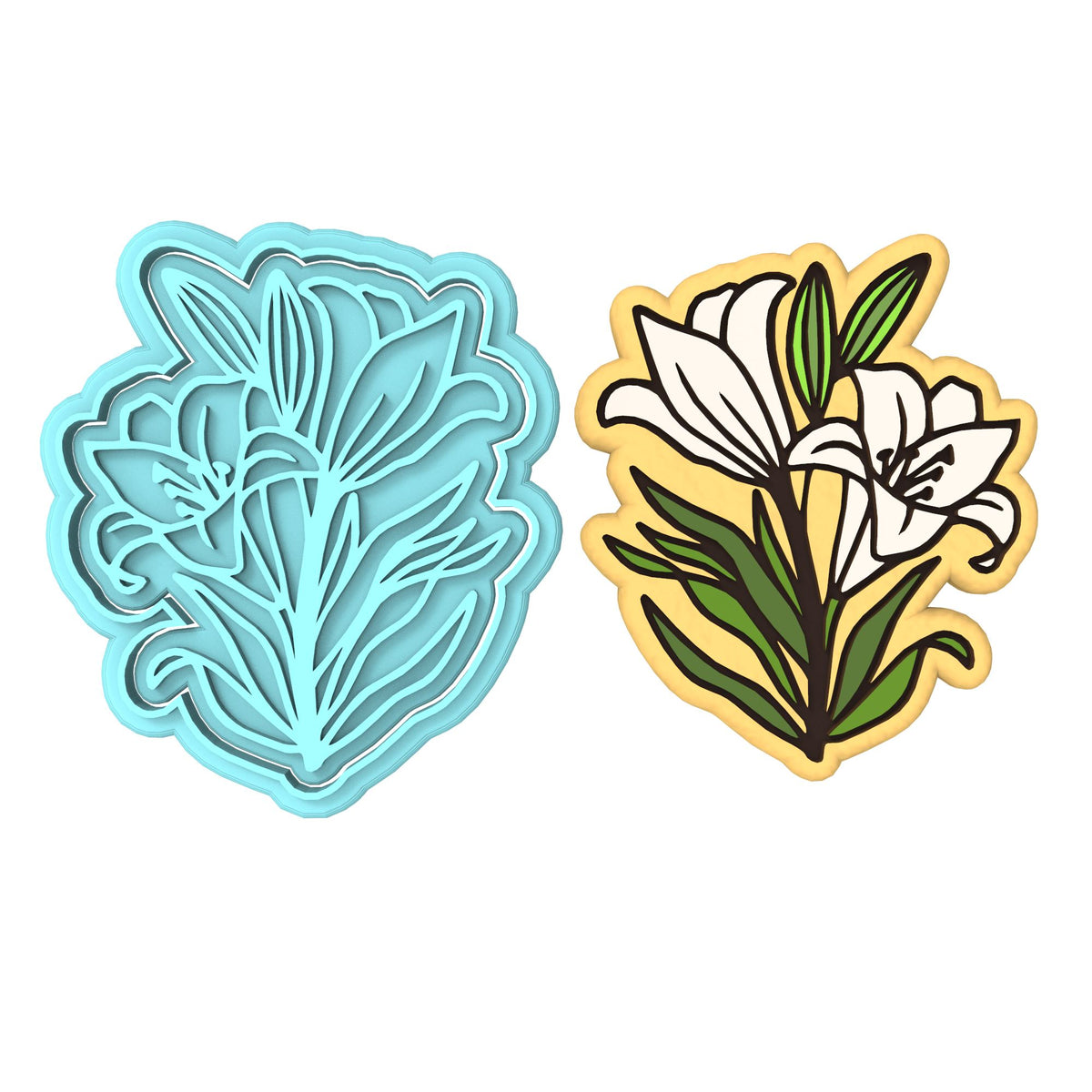 Flower Cookie Cutter | Stamp | Stencil #6 Animals & Dinosaurs Cookie Cutter Lady MINI - 2 Inches (5cm) **BUNDLE** Cutter + Stamp 