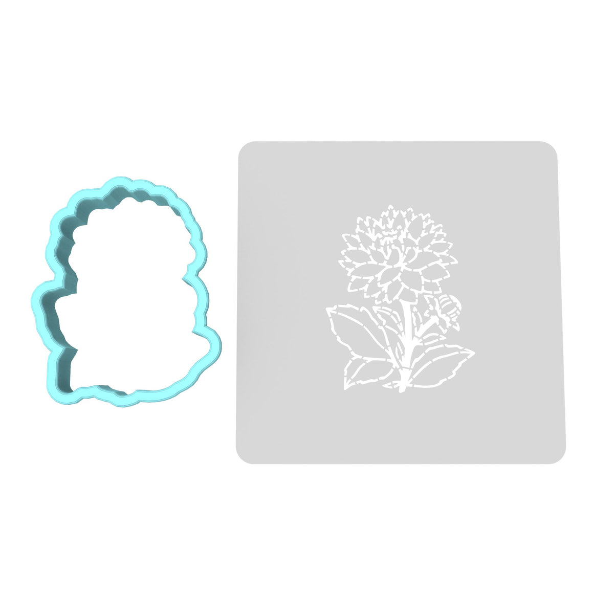 Flower Cookie Cutter | Stamp | Stencil #7 Animals & Dinosaurs Cookie Cutter Lady MINI - 2 Inches (5cm) **BUNDLE** Cutter + Stencil 