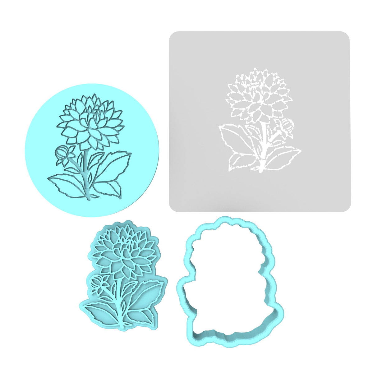 Flower Cookie Cutter | Stamp | Stencil #7 Animals & Dinosaurs Cookie Cutter Lady MINI - 2 Inches (5cm) **FULL SET BUNDLE** Cutter + Stamp + Stencil + Debosser **BEST DEAL** 