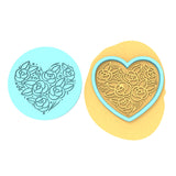 Flower Heart Cookie Cutter | Stamp | Stencil #A Animals & Dinosaurs Cookie Cutter Lady MINI - 2 Inches (5cm) **BUNDLE** Cutter + Debosser 