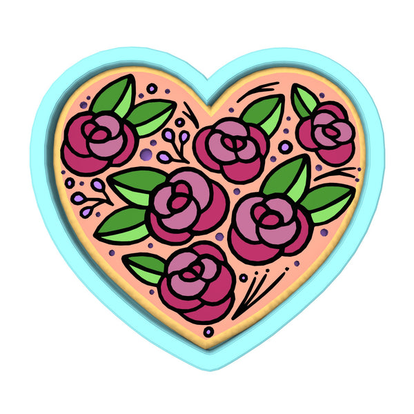 Flower Heart Cookie Cutter | Stamp | Stencil #A Animals & Dinosaurs Cookie Cutter Lady 