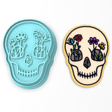 Flowered Skull Cookie Cutter | Stamp | Stencil #1
