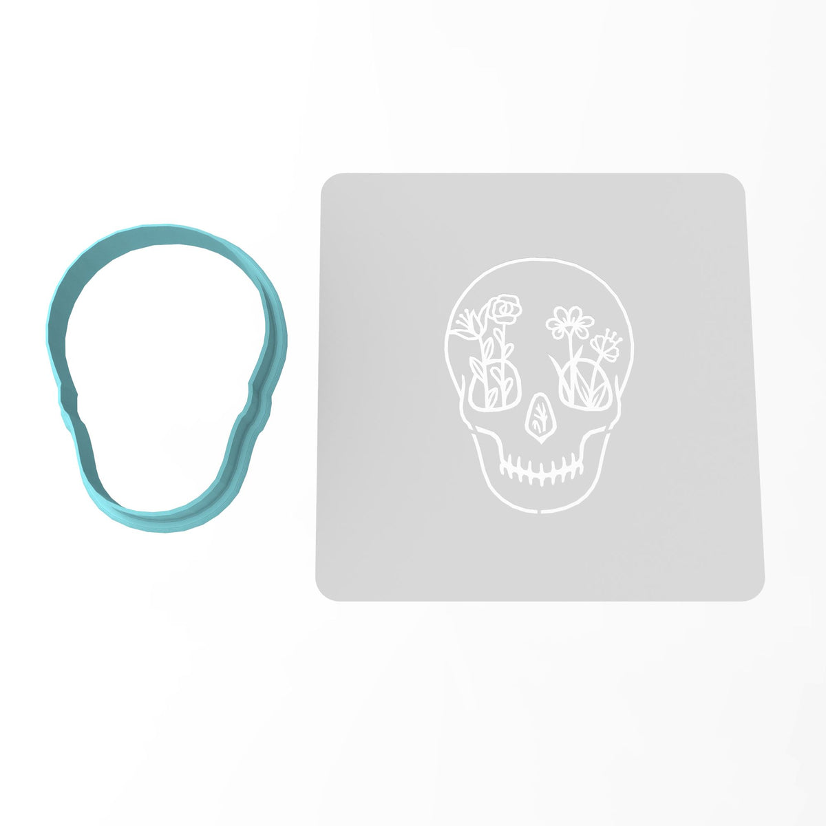 Flowered Skull Cookie Cutter | Stamp | Stencil #1