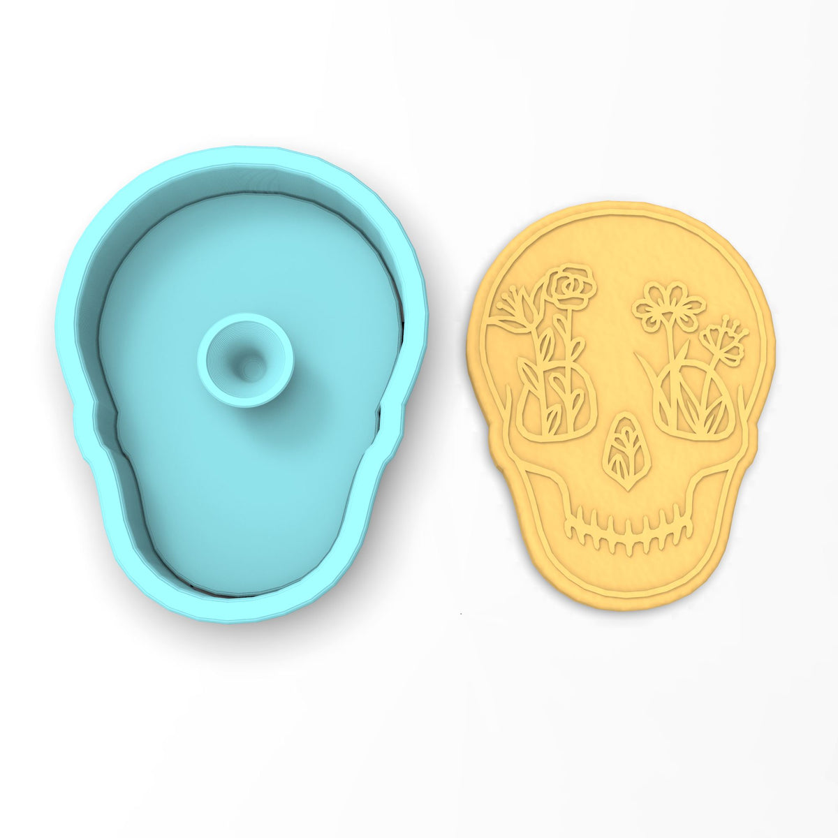 Flowered Skull Cookie Cutter | Stamp | Stencil #1