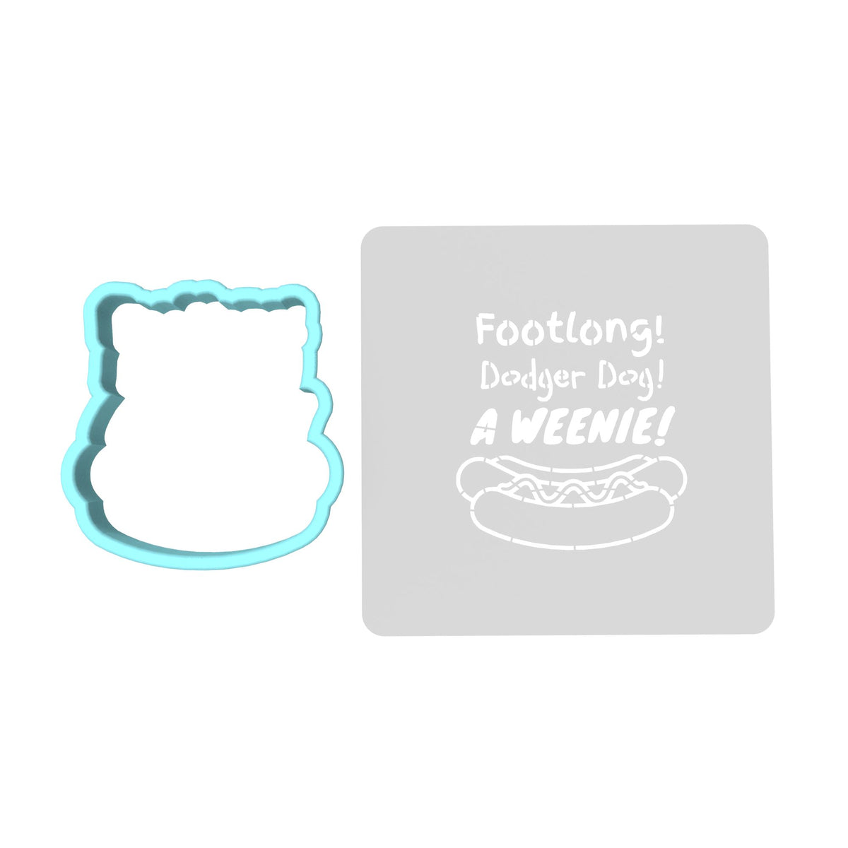 Footlong Dodger Dog Weenie Cookie Cutter | Stamp | Stencil #1 4th of july Cookie Cutter Lady MINI - 2 Inches (5cm) **BUNDLE** Cutter + Stencil 