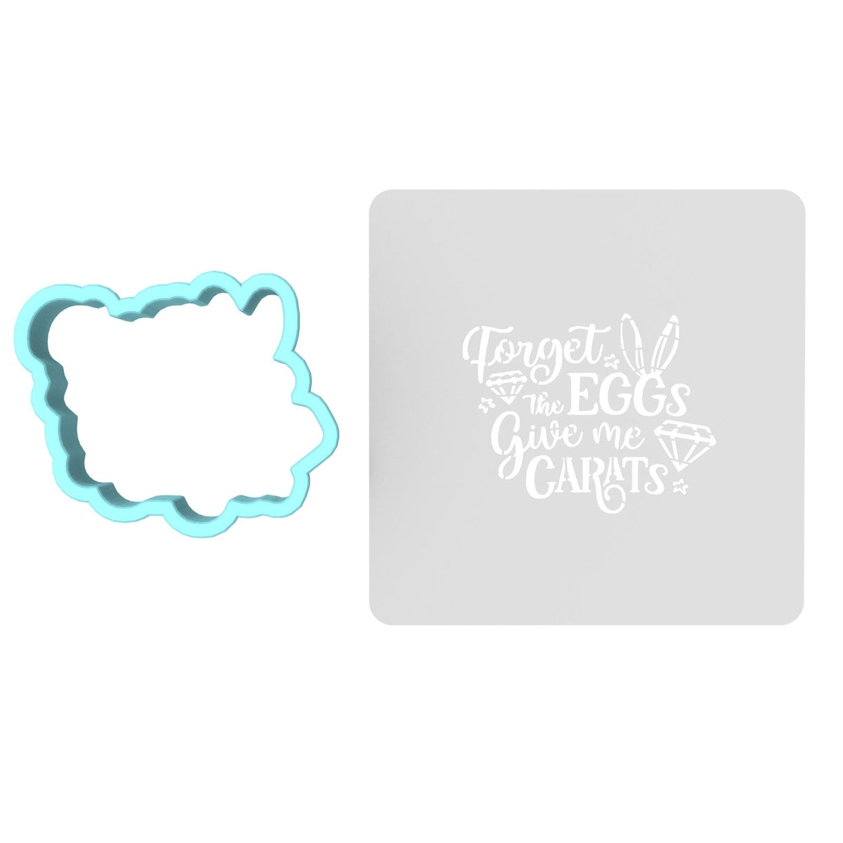 Forget the Eggs Give Me Carats Cookie Cutter | Stamp | Stencil #1 Animals & Dinosaurs Cookie Cutter Lady MINI - 2 Inches (5cm) **BUNDLE** Cutter + Stencil 