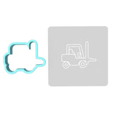 Forklift Cookie Cutter | Stamp | Stencil #1 transportation Cookie Cutter Lady MINI - 2 Inches (5cm) **BUNDLE** Cutter + Stencil 