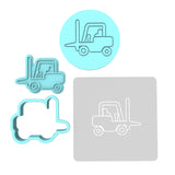 Forklift Cookie Cutter | Stamp | Stencil #1 transportation Cookie Cutter Lady MINI - 2 Inches (5cm) **FULL SET BUNDLE** Cutter + Stamp + Stencil + Debosser **BEST DEAL** 