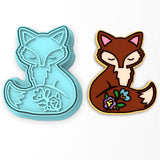 Fox Flowered Cookie Cutter | Stamp | Stencil #1
