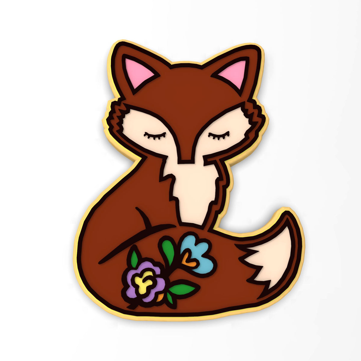 Fox Flowered Cookie Cutter | Stamp | Stencil #1