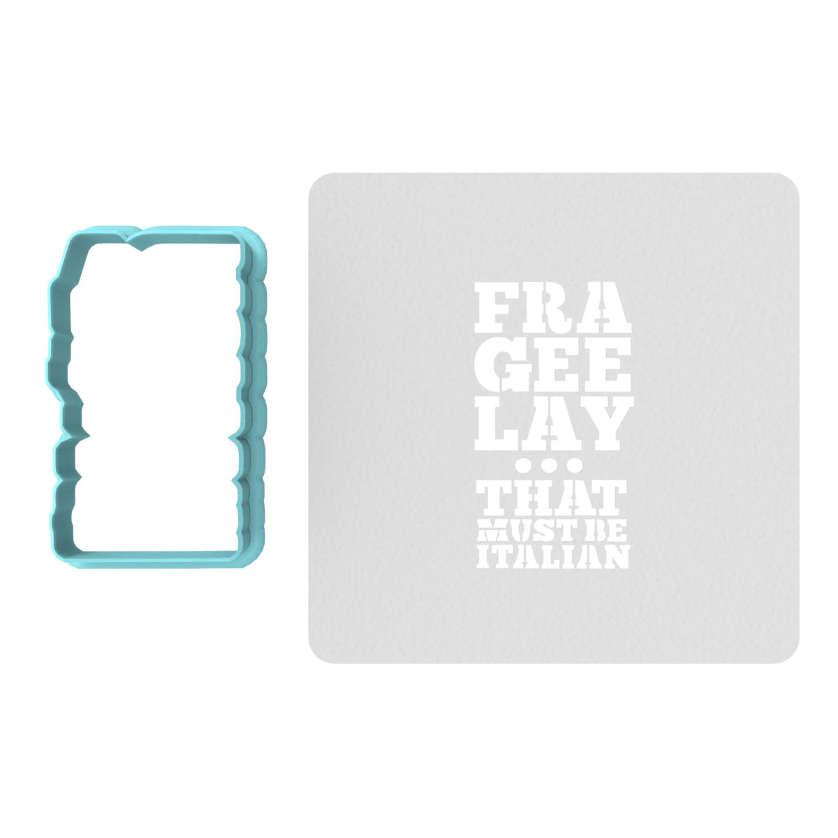 Fra Gee Lay Text Cookie Cutter | Stamp | Stencil #1 Xmas / Winter / NYE Cookie Cutter Lady TEENY - 1 Inch (2.5cm) **BUNDLE** Cutter + Stencil 