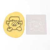 Frankenstein Face Cookie Cutter Outline & Stamp 2