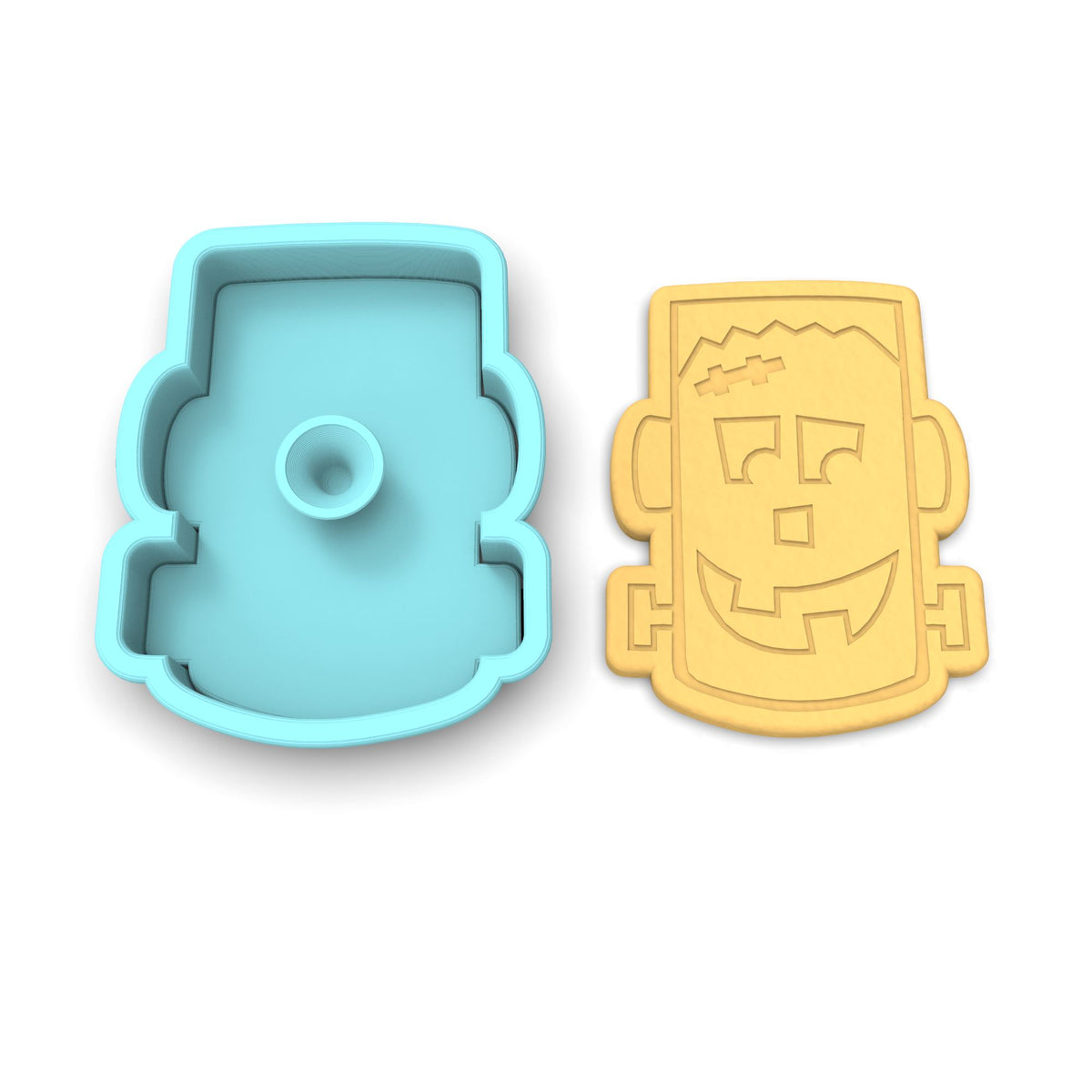 Frankenstein Face Cookie Cutter Outline & Stamp 3