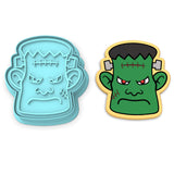 Frankenstein Face Cookie Cutter Outline & Stamp #5